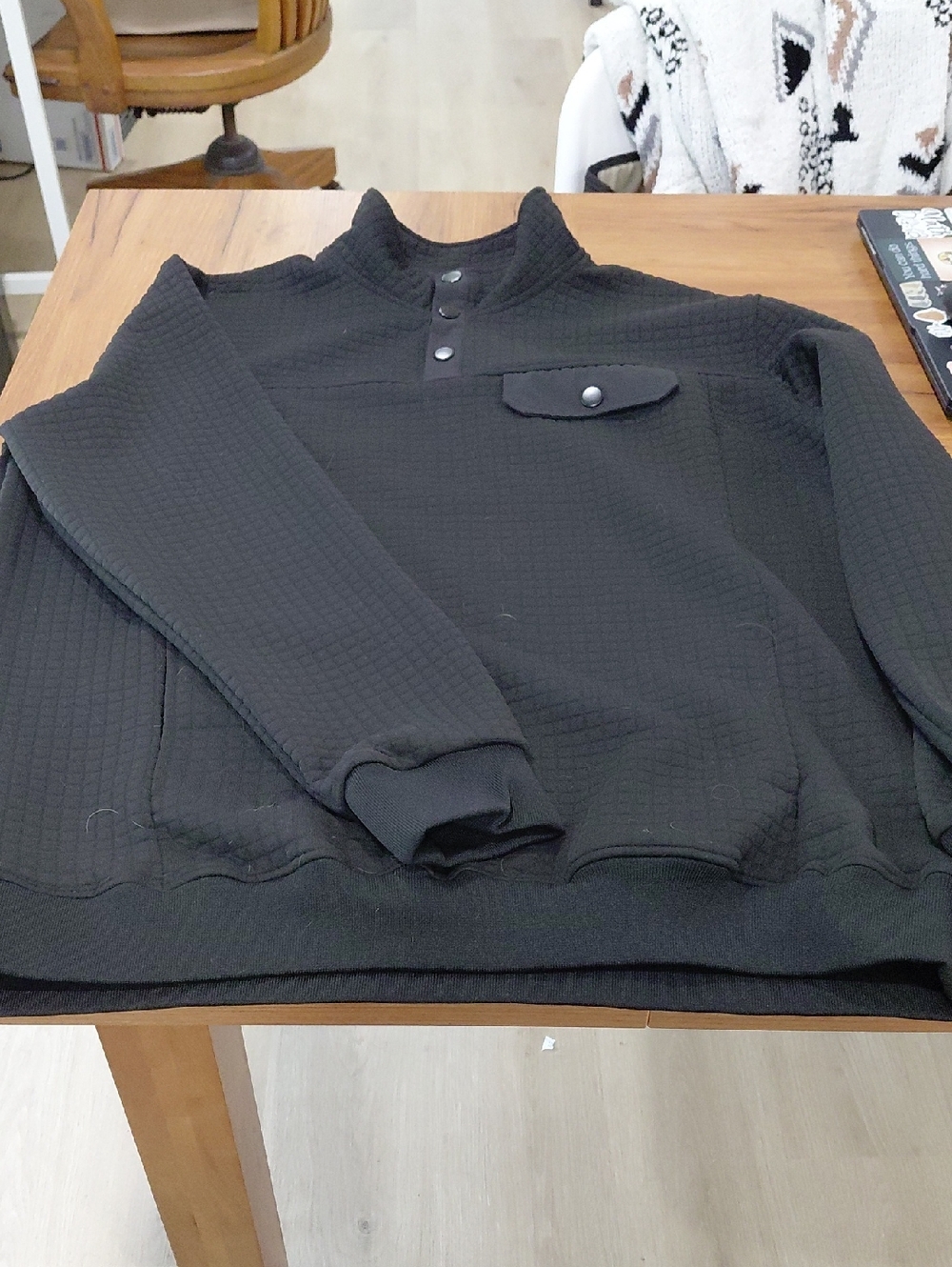 Source Unknown Black Textured Turtleneck Quarter-Snap Sweater